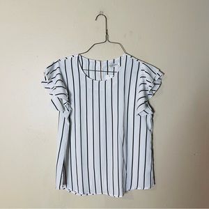 NWT Striped Flutter Sleeve Blouse
